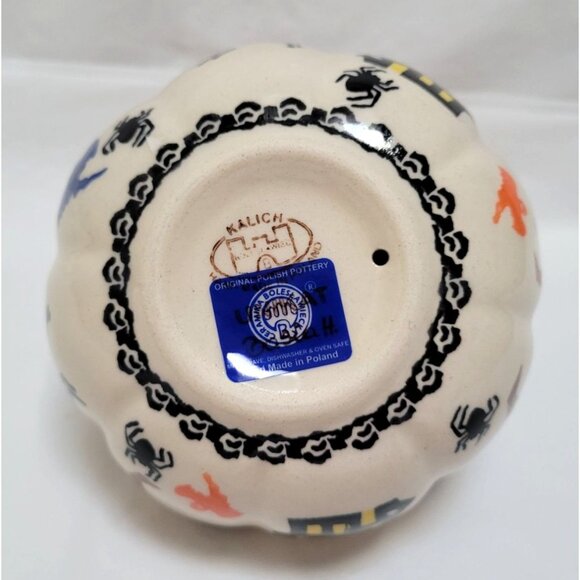 Hand-Painted Halloween Pumpkin Table Decor With Spiders Bats Owls Cats By Kalich - Picture 6 of 6